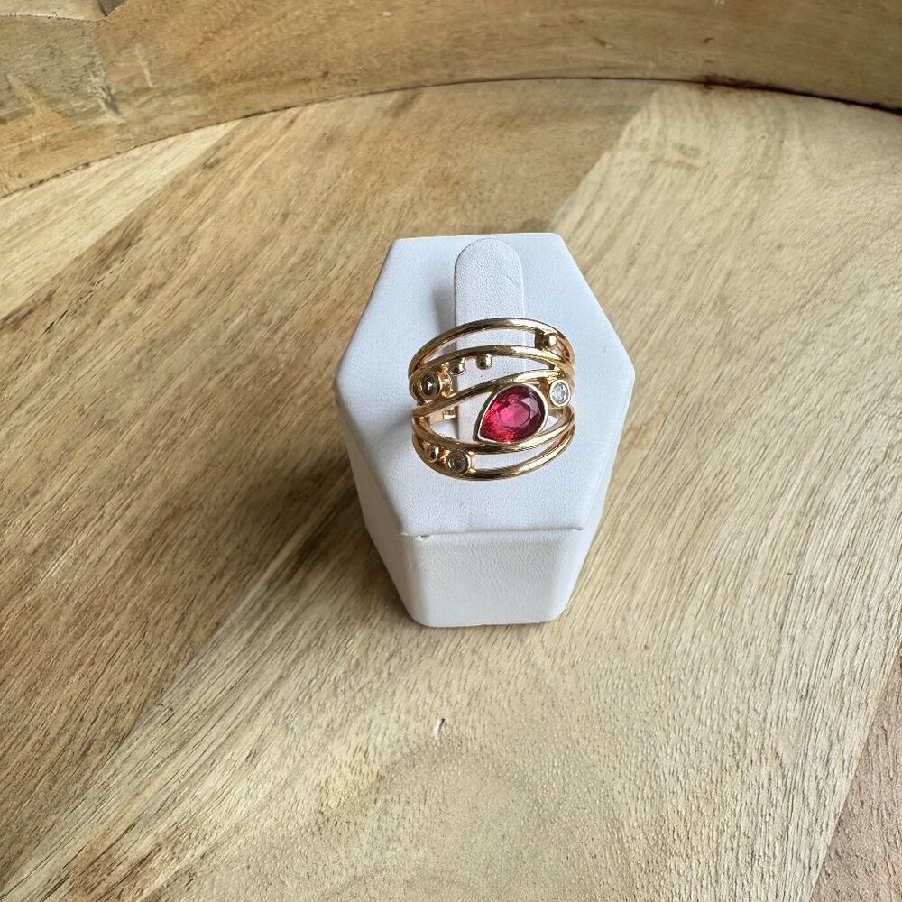 RED RUBY STONE  BRIDAL RING S6